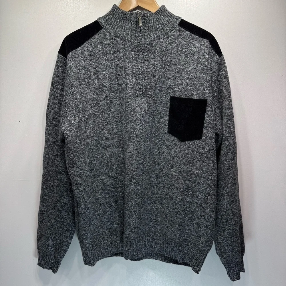 Men's Half Zip Pullover Knit Sweater Soft Brushed Flannel Lining Gioberti NEW